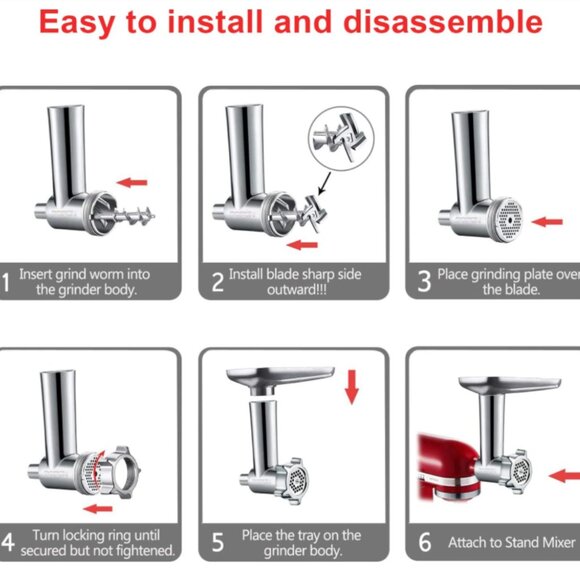 Metal Meat Grinder Attachment for KitchenAid Stand Mixers - Picture 5 of 6